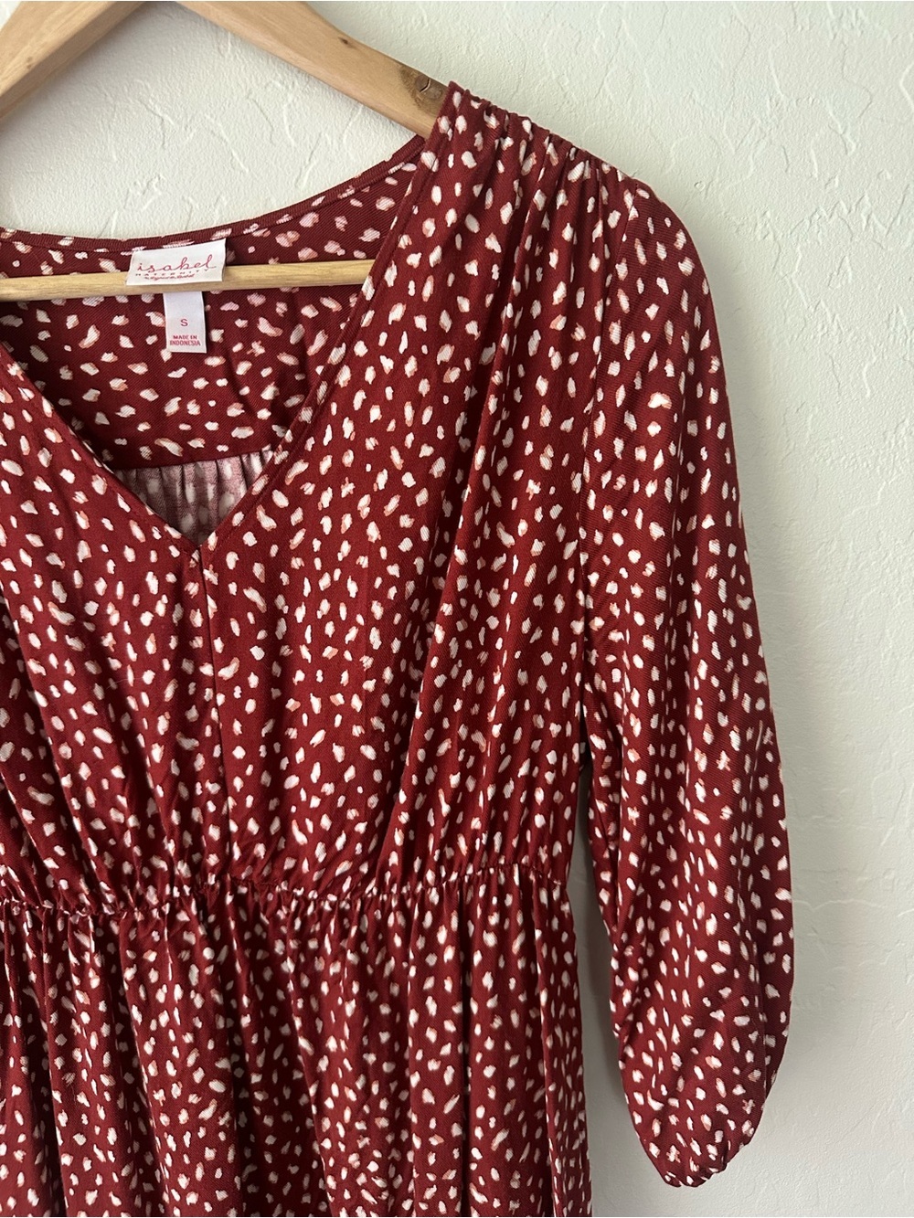 Isabel Maternity Red Patterned Midi Dress S - Picture 2 of 6